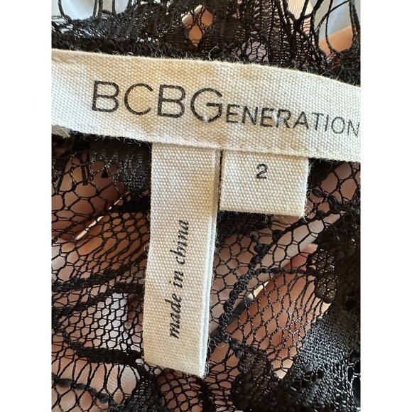 BCBGeneration Lace Sweetheart Black Fit & Flare Dress Pleated Women Size 2 Lined - Picture 9 of 10